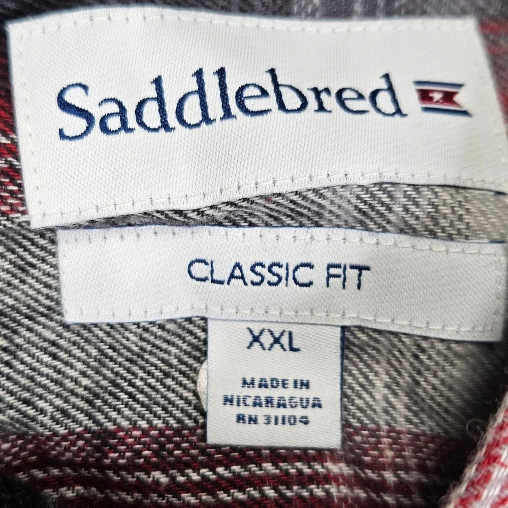 Saddlebred Flannel Shirt Mens XXL Graphite Plaid Long Sleeve Button Down NEW‎